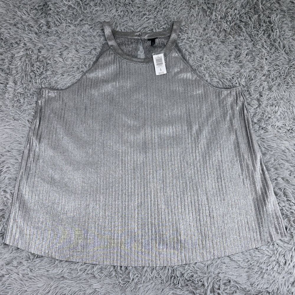 Torrid Womens 5 5X 4K Silver Metallic Goddess Swing Ribbed Tank Top‎